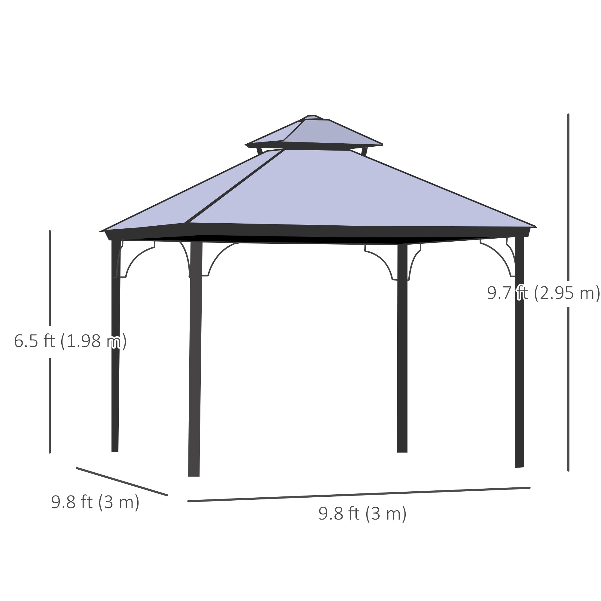 Outsunny 10' x 10' 2-Tier Outdoor Gazebo Canopy Tent with Polycarbonate Roof, Hardtop Gazebo with Curtains and Netting, for Garden, Lawn, Backyard, Deck, Beige
