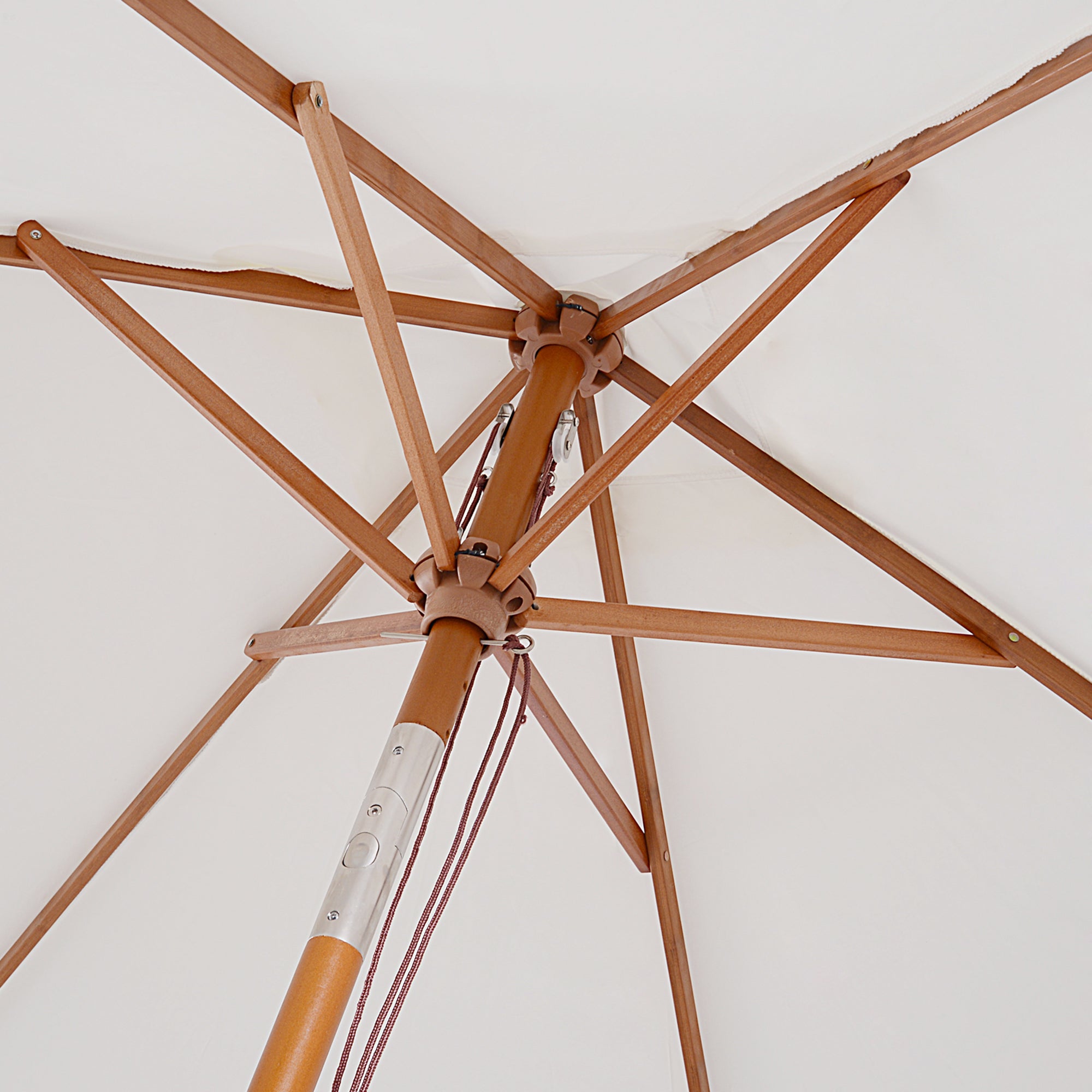 Outsunny 6.6x5ft  Fir Wooden Patio Umbrella Square Market Parasol Tilt Mechanism 6 Ribs Garden Sunshade, Cream White