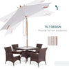 Outsunny 6.6x5ft  Fir Wooden Patio Umbrella Square Market Parasol Tilt Mechanism 6 Ribs Garden Sunshade, Cream White