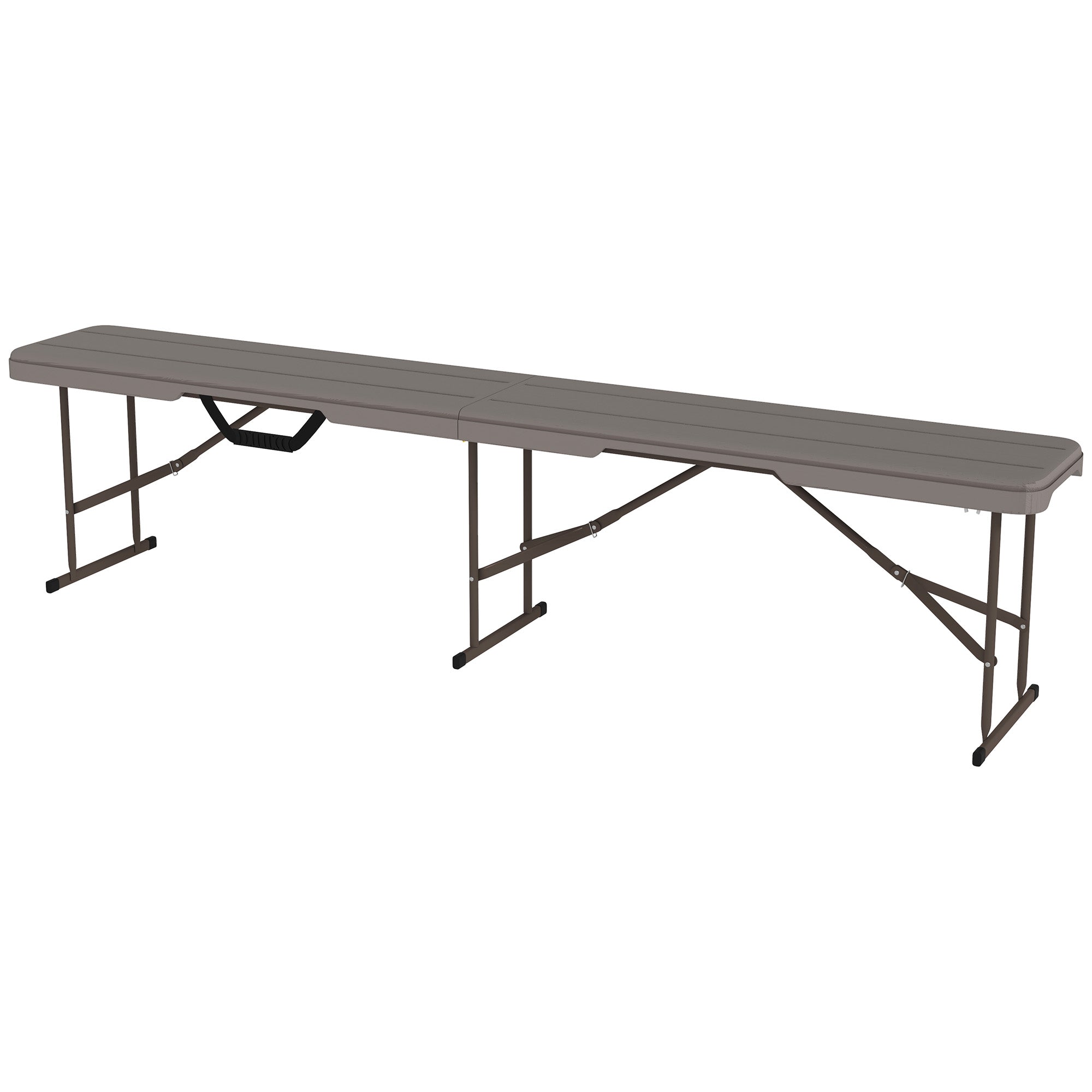 Outsunny 6 Feet Plastic Folding Bench, Portable Foldable Bench Seat with Carrying Handle, Non-Slip Mat, Waterproof Bench for Indoor Outdoor Picnic Party Camping, Distressed Brown