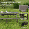 Outsunny 6 Feet Plastic Folding Bench, Portable Foldable Bench Seat with Carrying Handle, Non-Slip Mat, Waterproof Bench for Indoor Outdoor Picnic Party Camping, Distressed Brown