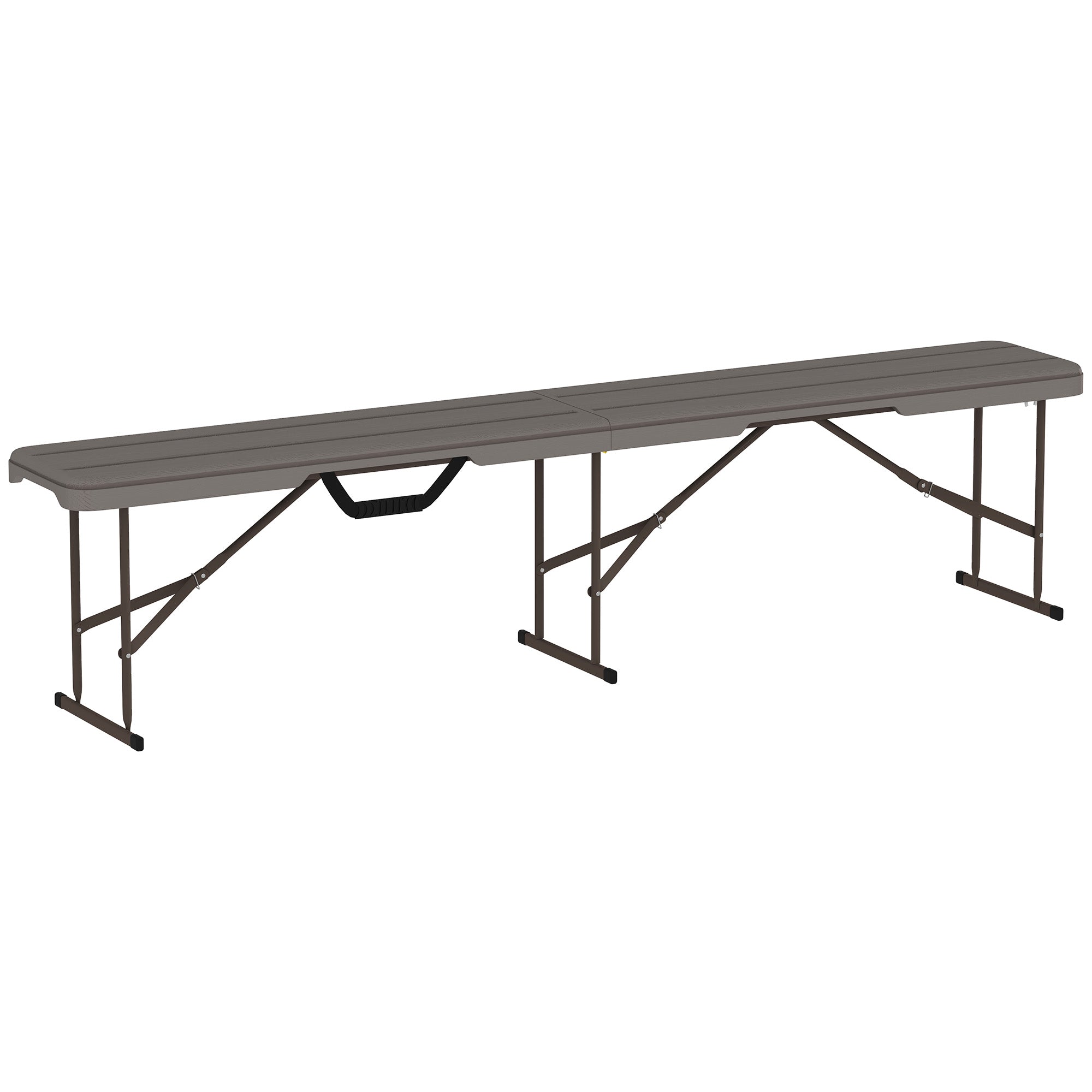 Outsunny 6 Feet Plastic Folding Bench, Portable Foldable Bench Seat with Carrying Handle, Non-Slip Mat, Waterproof Bench for Indoor Outdoor Picnic Party Camping, Distressed Brown