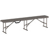 Outsunny 6 Feet Plastic Folding Bench, Portable Foldable Bench Seat with Carrying Handle, Non-Slip Mat, Waterproof Bench for Indoor Outdoor Picnic Party Camping, Distressed Brown