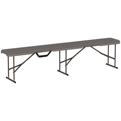 Outsunny 6 Feet Plastic Folding Bench, Portable Foldable Bench Seat with Carrying Handle, Non-Slip Mat, Waterproof Bench for Indoor Outdoor Picnic Party Camping, Distressed Brown