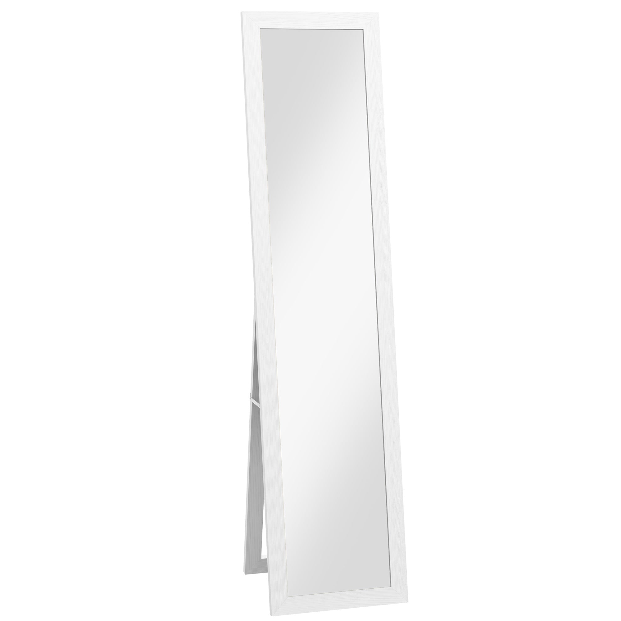 HOMCOM 61" x 15" Full Length Mirror, Floor Standing Mirror, Rectangular Full Body Mirror for Bedroom, Living Room, White