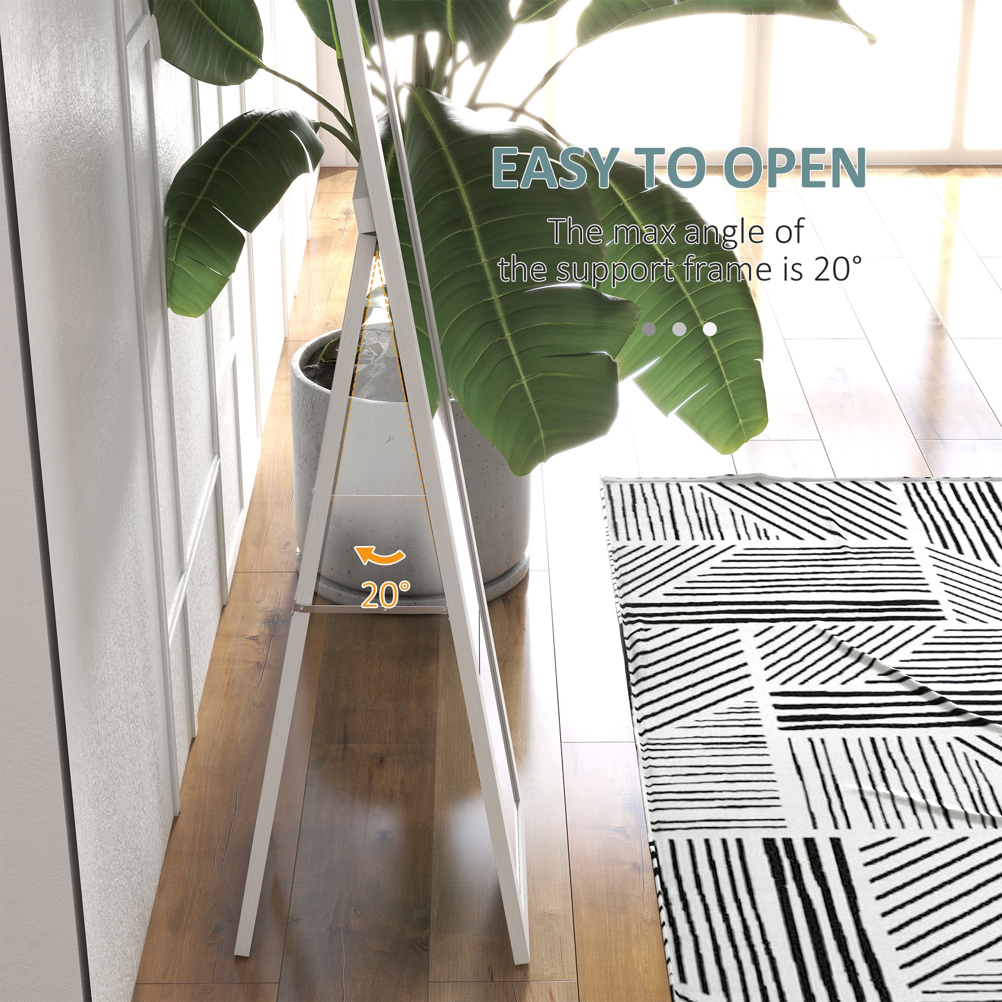 HOMCOM 61" x 15" Full Length Mirror, Floor Standing Mirror, Rectangular Full Body Mirror for Bedroom, Living Room, White