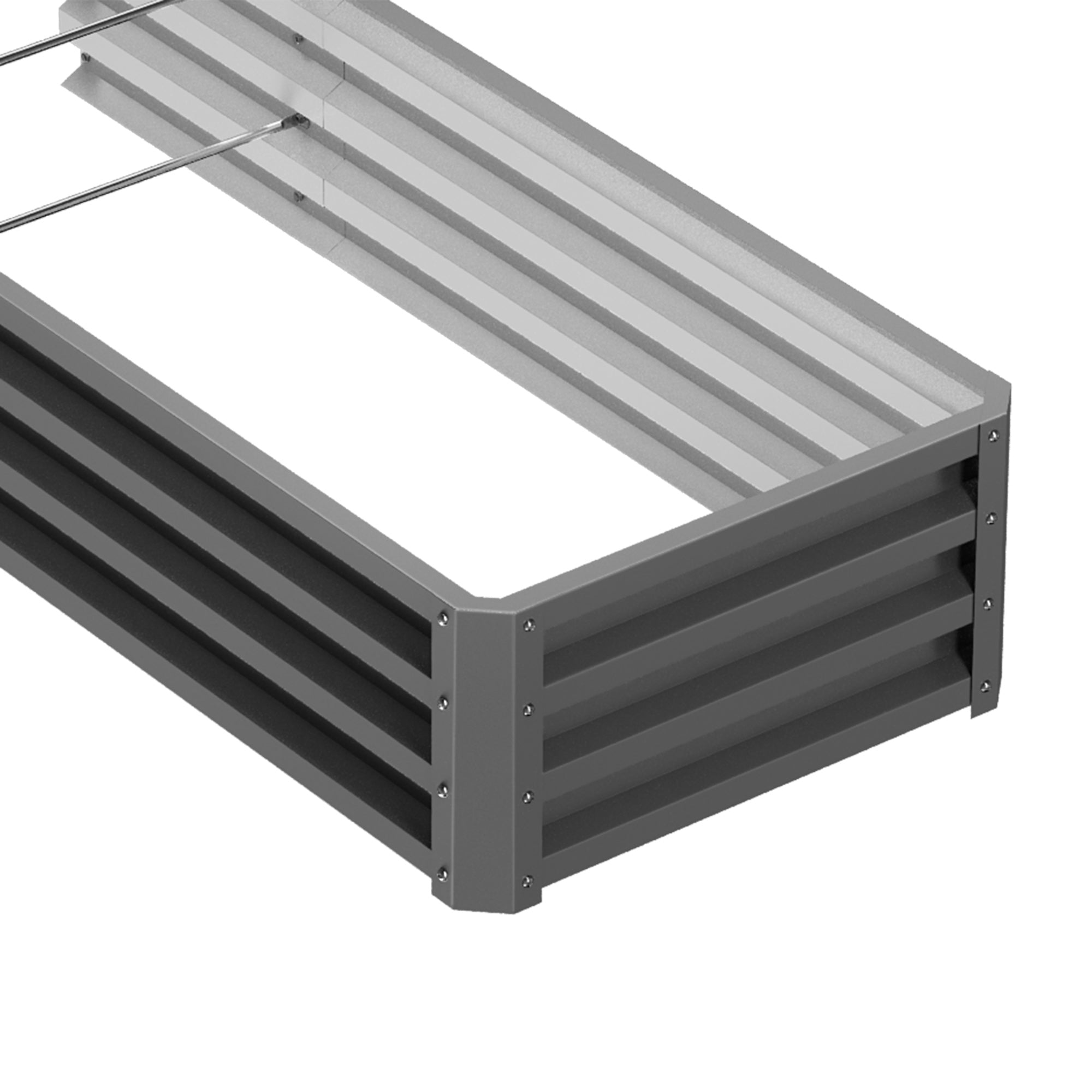 Outsunny L-Shaped Raised Garden Bed, 82" x 109" x 12" Galvanized Steel Planter Box with Multi-reinforced Rods for Vegetables, Flowers and Herbs, Dark Grey