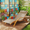 Outsunny Outdoor Lounge Chair, Patio Tanning Chair with Headrest, Garden Sun Lounger Recliner with Wood Frame, Texteline, Light Khaki