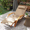 Outsunny Outdoor Lounge Chair, Patio Tanning Chair with Headrest, Garden Sun Lounger Recliner with Wood Frame, Texteline, Light Khaki