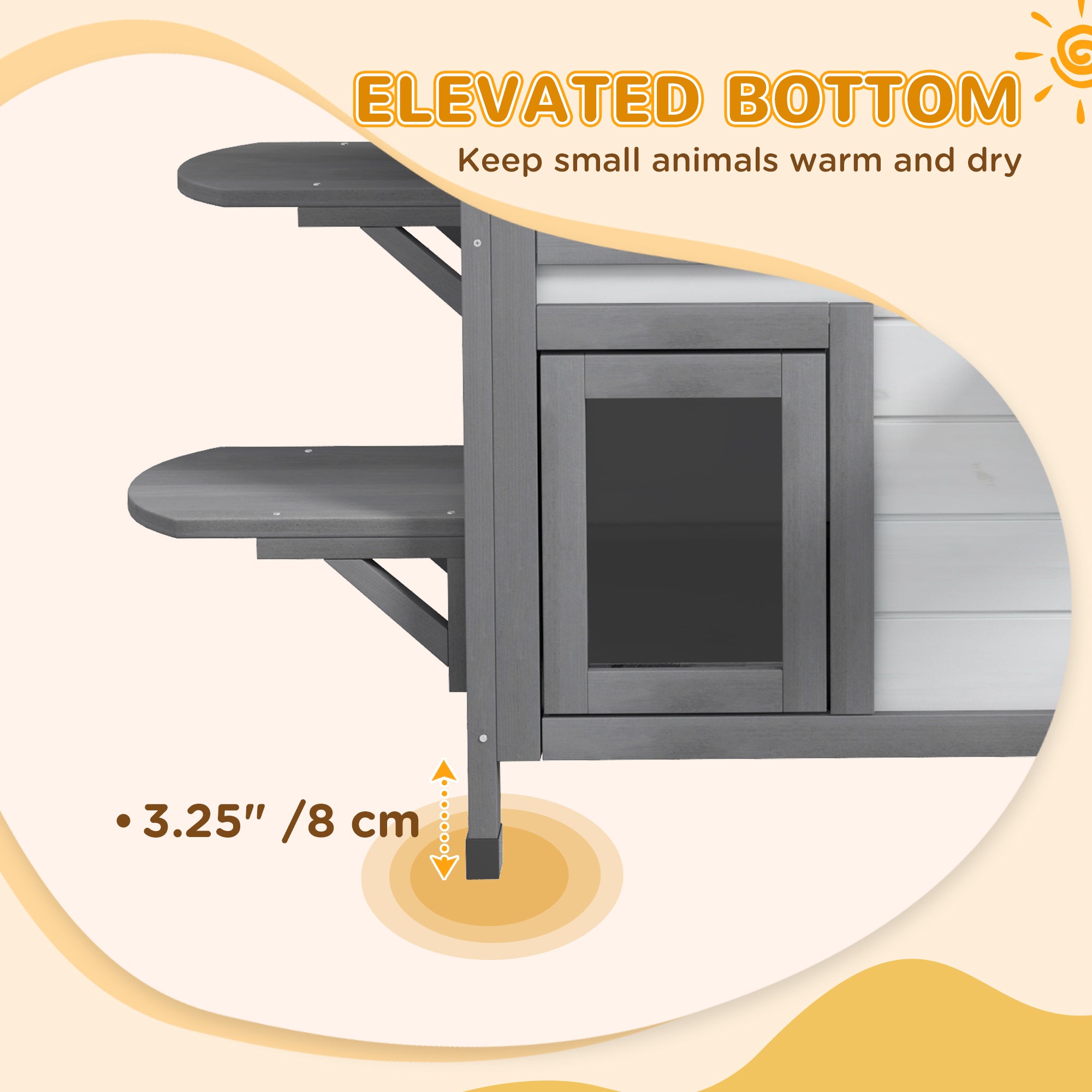 PawHut 2-story Cat House Outdoor, Weatherproof Wooden Cat Enclosure for Feral Cats with Escape Door, Openable Roof, Jumping Platforms, White