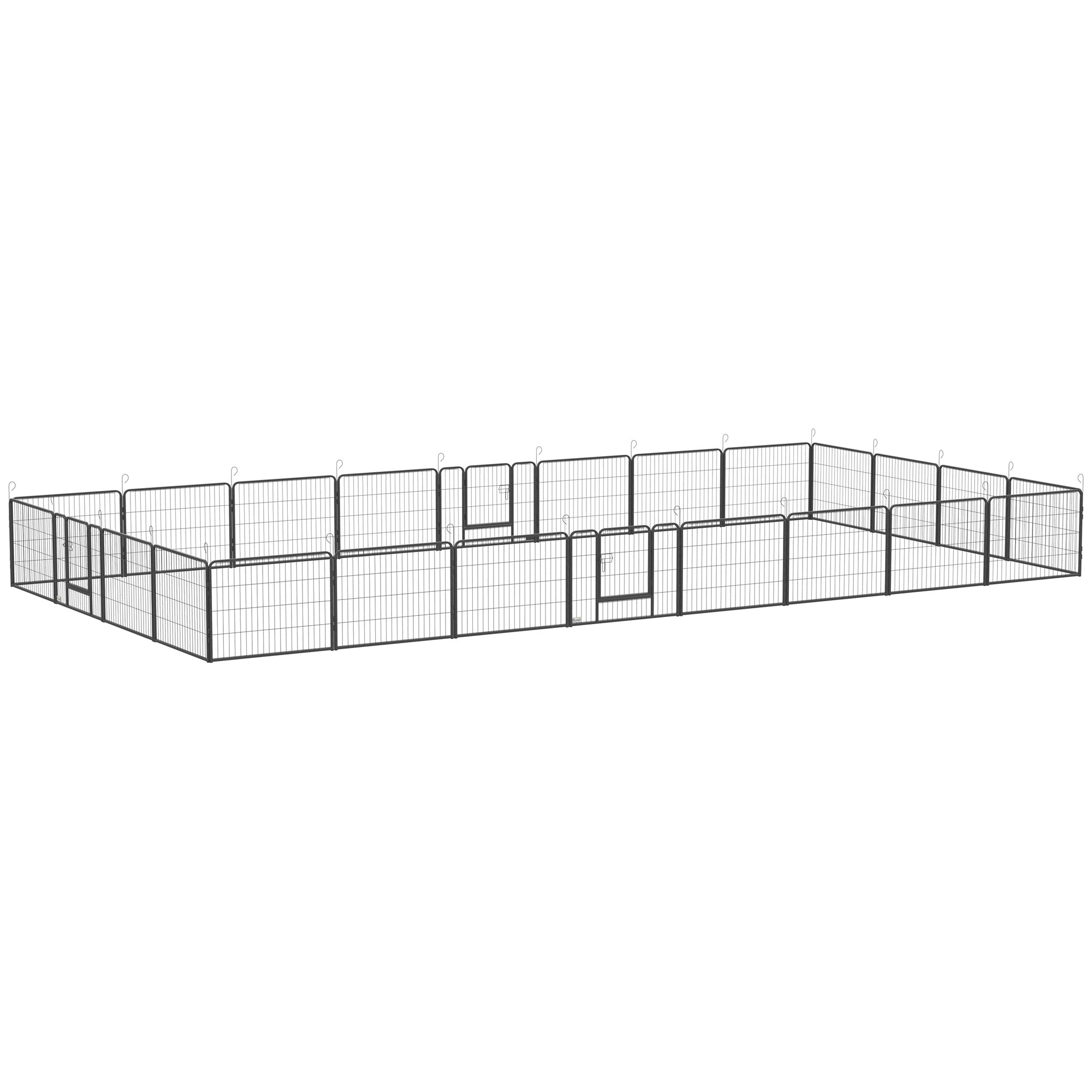 PawHut Dog Playpen, Heavy-duty Metal Puppy Play Pen, Pet Exercise Fences for Outside and Indoor, DIY Design with Door for Multiple Dogs, 24 Panels, 23.5"H