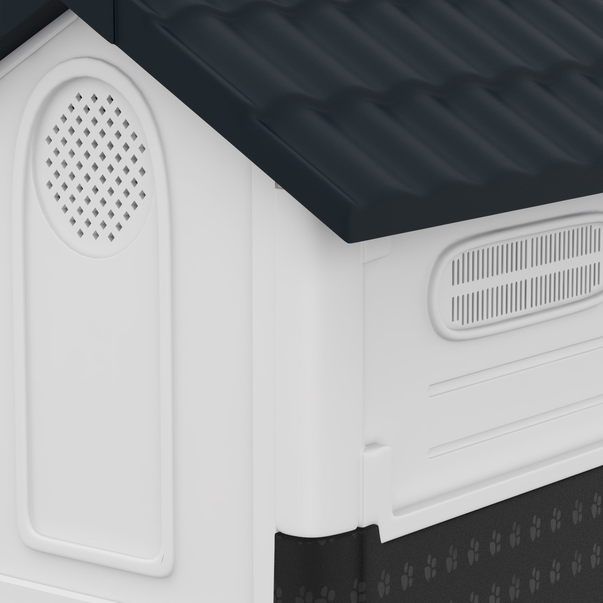 PawHut Dog Kennel for Outside, Plastic Dog House, Water-Resistant Pet Shelter with Windows, for Garden Patio, Miniature Dogs, 64.5 x 57 x 66cm - Grey