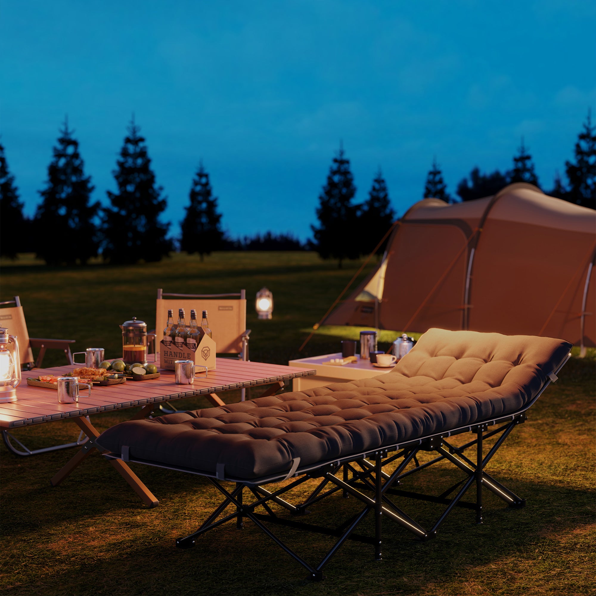 Outsunny Camping Cot for Adults with Mattress, 26.8" Wide Folding Bed with Carry Bag and Non-Slip Feet for Outdoor Travel Home Office, Max Load 330 LBS, Dark Grey