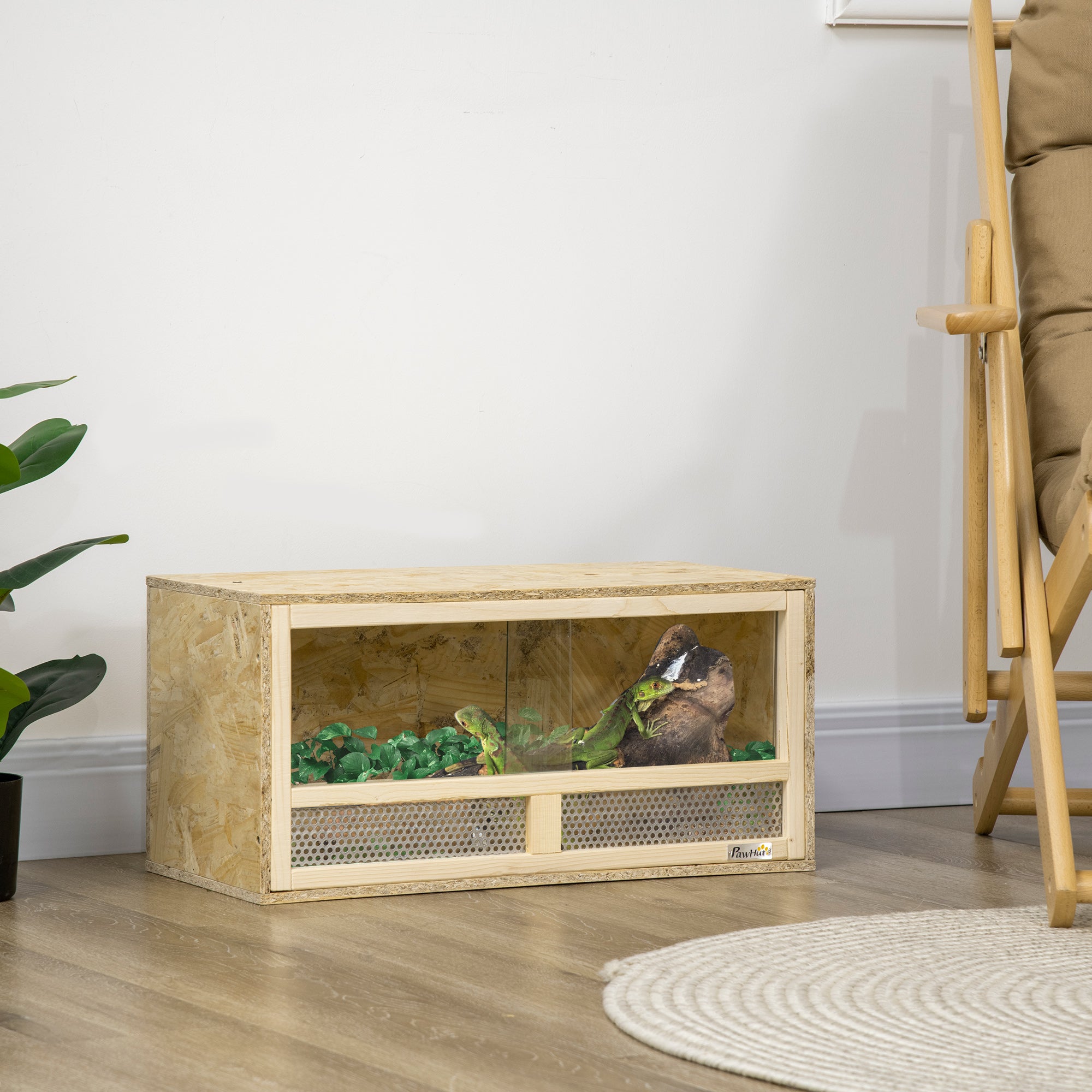 PawHut Reptile Terrarium Vivarium Habitat w/ Transparent Sliding Doors, Breathable Mesh, for Lizards, Horned Frogs, Snakes and Chameleons, 60 x 29.5 x 29.5cm
