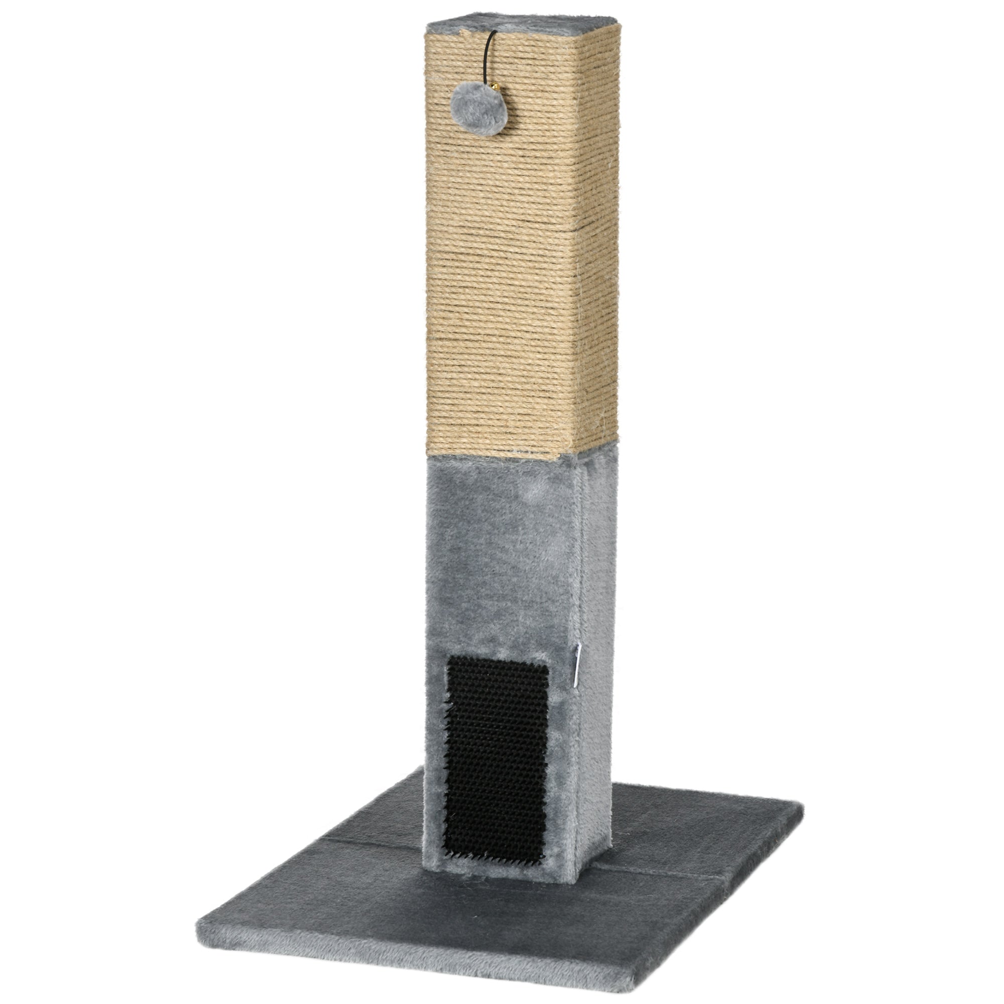 PawHut Cat Tree Scratching Post for Indoor Cats 79cm Jute Scratcher Climber w/ Carpet Base Dangling Toy – Grey