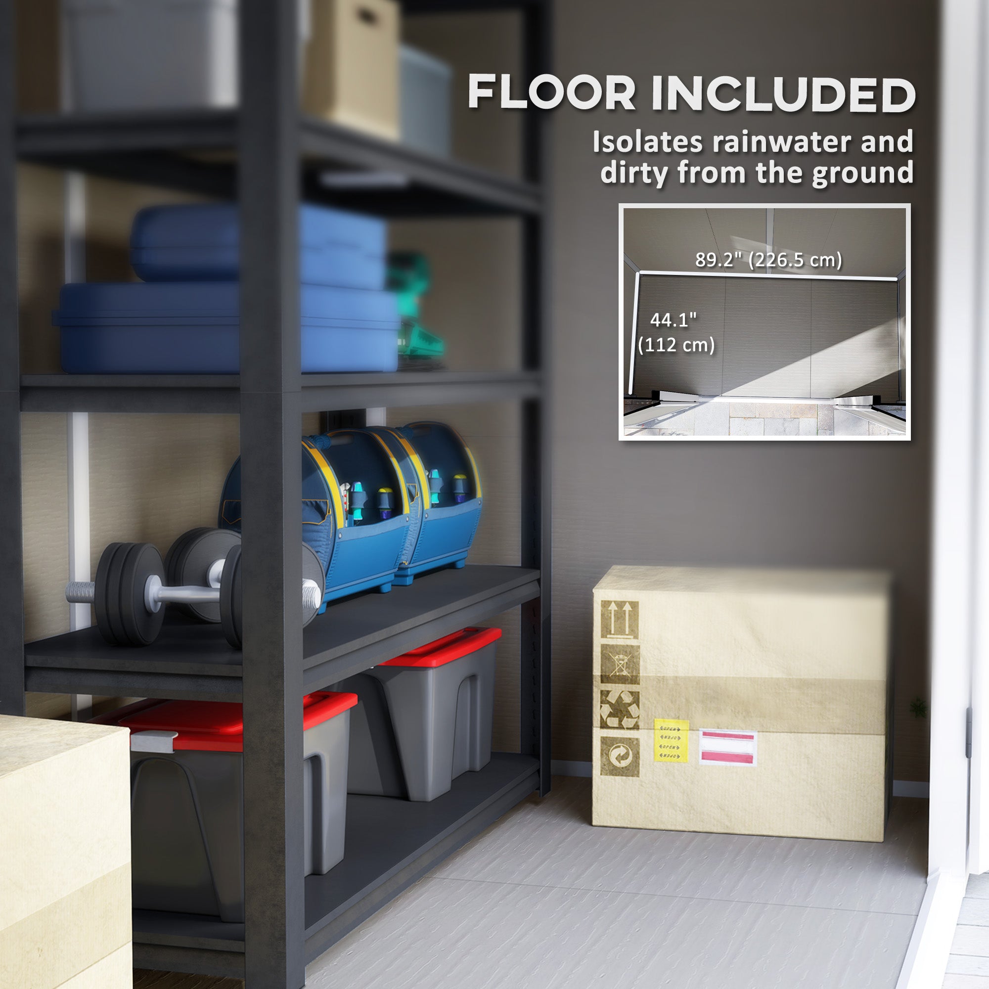 Outsunny 8' x 4' Outdoor Storage Shed, Resin Plastic Shed with Floor, Window, Lockable Doors and Vents, All-Weather Garden Shed for Backyard, Patio, Lawn, Light Grey