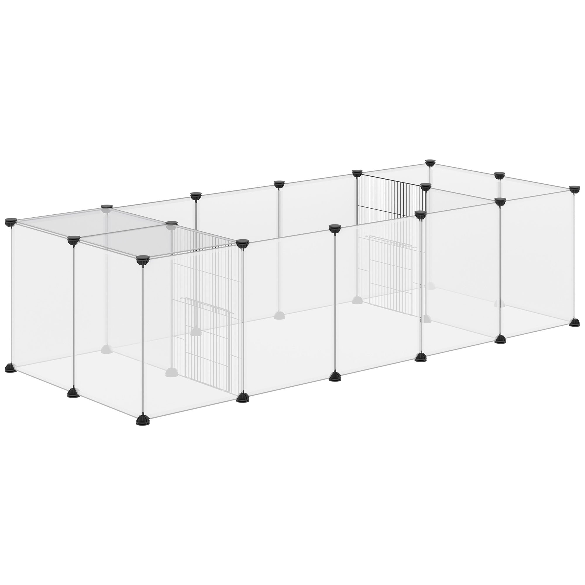 PawHut 20 Panels DIY Pet Playpen, Small Animal Cage with Door, Top Cover, Indoor Yard Fence for Guinea Pig, Hedgehog, Bunny, White