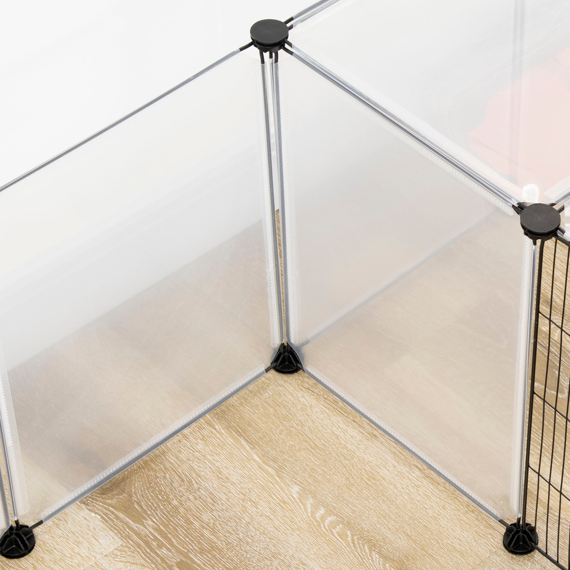 PawHut 20 Panels DIY Pet Playpen, Small Animal Cage with Door, Top Cover, Indoor Yard Fence for Guinea Pig, Hedgehog, Bunny, White