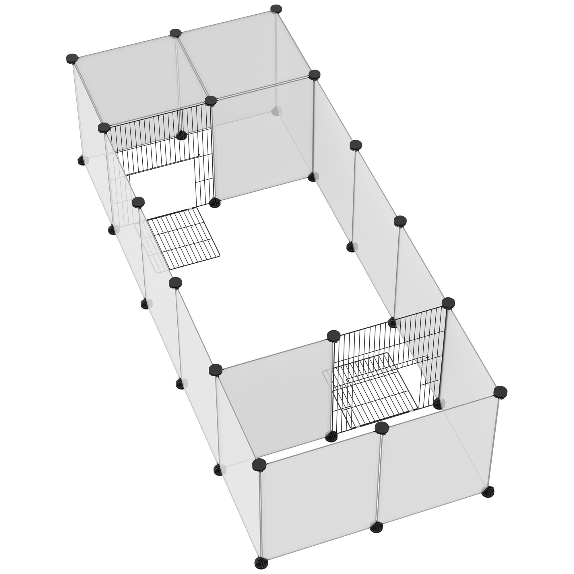 PawHut 20 Panels DIY Pet Playpen, Small Animal Cage with Door, Top Cover, Indoor Yard Fence for Guinea Pig, Hedgehog, Bunny, White
