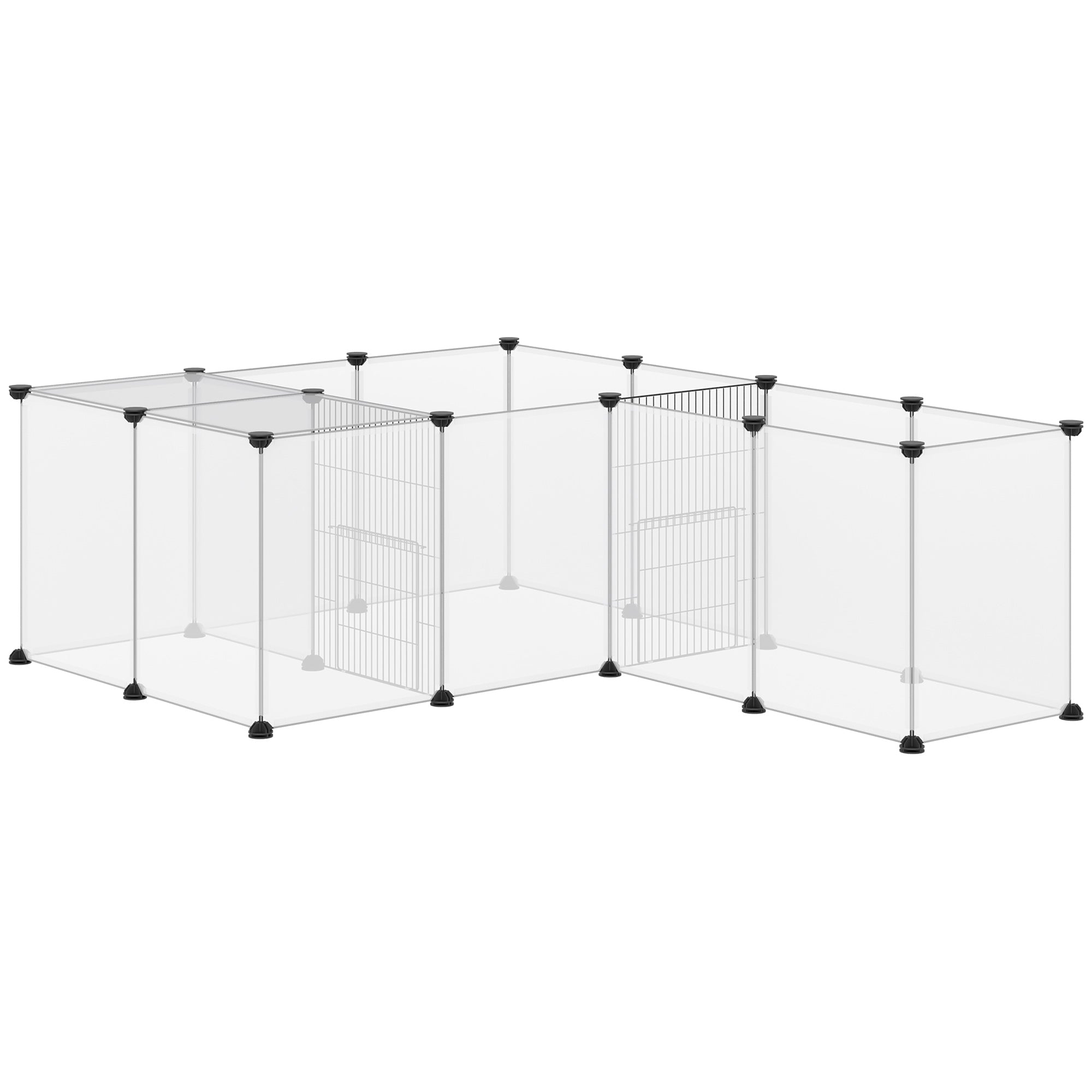 PawHut 20 Panels DIY Pet Playpen, Small Animal Cage with Door, Top Cover, Indoor Yard Fence for Guinea Pig, Hedgehog, Bunny, White