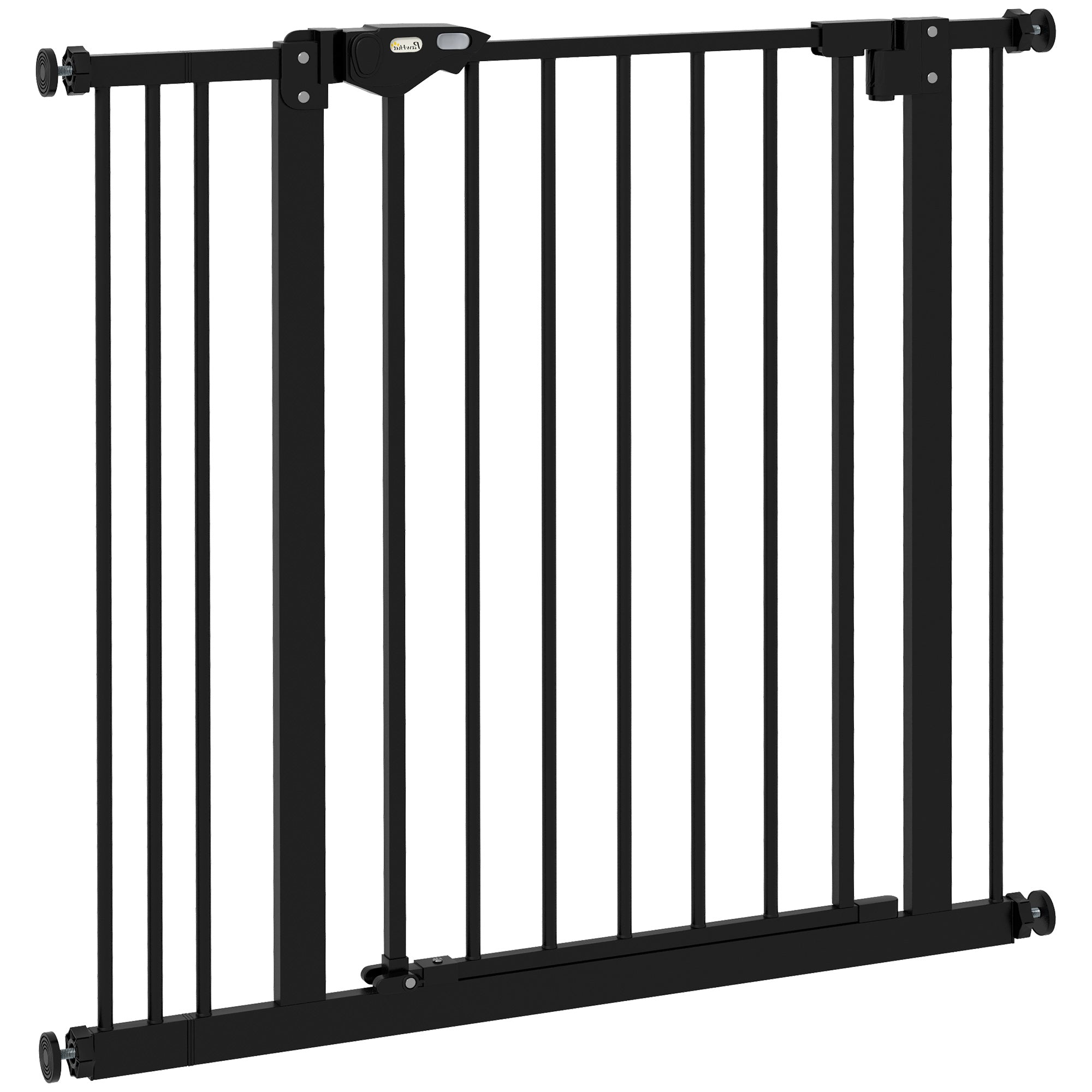 PawHut Dog Gate Stair Gate Pressure Fit Pets Barrier Auto Close for Doorway Hallway, 74-87cm Wide Adjustable, Black