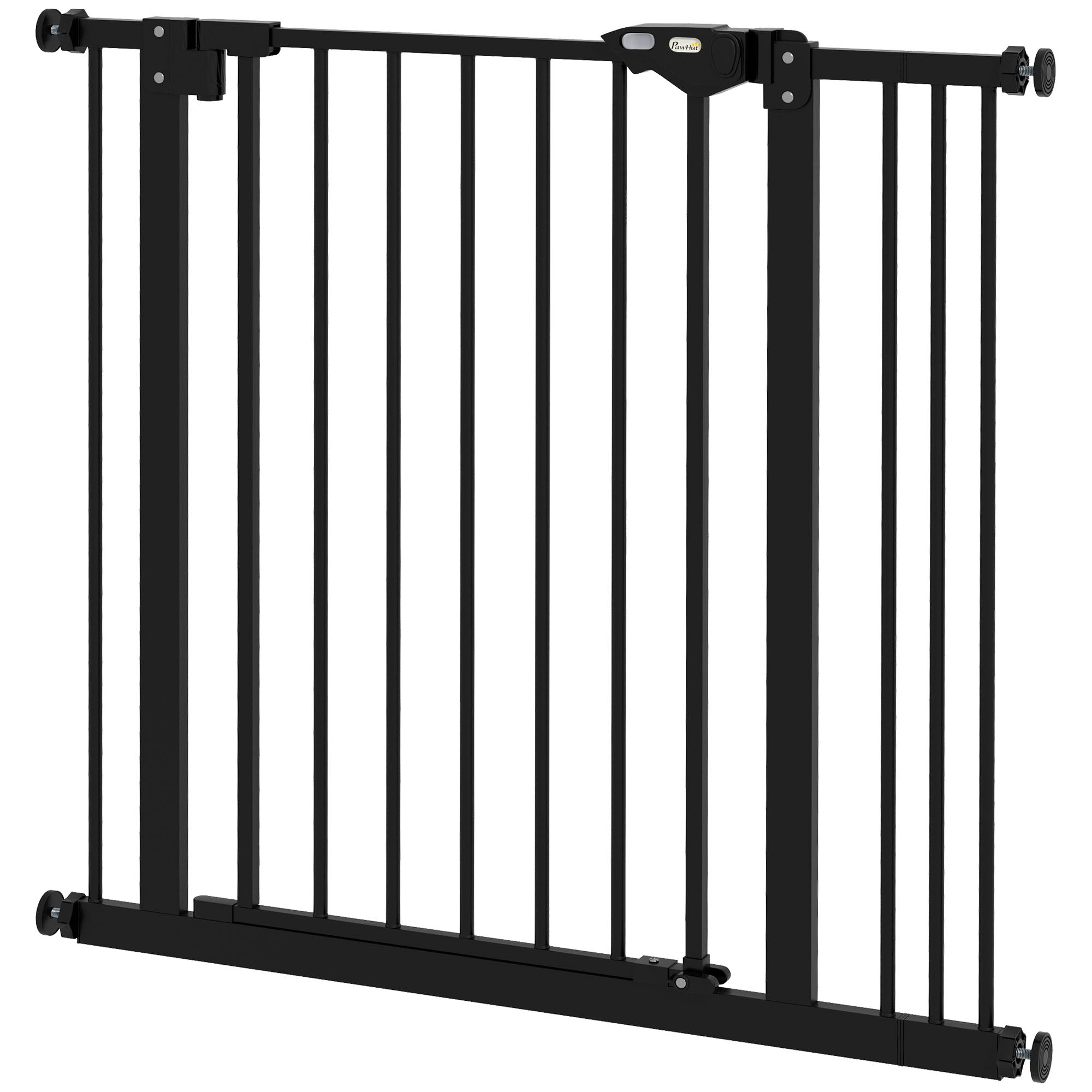 PawHut Dog Gate Stair Gate Pressure Fit Pets Barrier Auto Close for Doorway Hallway, 74-87cm Wide Adjustable, Black