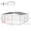 PawHut Dog Kennel Outdoor Run Fence with Roof, Steel Lock, Mesh Sidewalls for Backyard & Patio, 15.1' x 15.1' x 7.5'