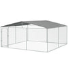 PawHut Dog Kennel Outdoor Run Fence with Roof, Steel Lock, Mesh Sidewalls for Backyard & Patio, 15.1' x 15.1' x 7.5'