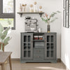 HOMCOM Kitchen Sideboard with 2 Drawers, Modern Buffet Cabinet, Coffee Bar Cabinet with Glass Doors and Open Shelf, Console Table, Grey