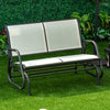 Outsunny Patio Double Glider Outdoor Steel Sling Fabric Gliding Bench Garden Swing Chair Heavy-Duty Porch Rocker Garden Loveseat Cream