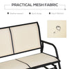 Outsunny Patio Double Glider Outdoor Steel Sling Fabric Gliding Bench Garden Swing Chair Heavy-Duty Porch Rocker Garden Loveseat Cream