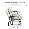 Outsunny Patio Double Glider Outdoor Steel Sling Fabric Gliding Bench Garden Swing Chair Heavy-Duty Porch Rocker Garden Loveseat Cream