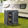 Outsunny Camping Kitchen Station, Aluminum Camping Table Cook Cupboard with 3-Shelf and Carrying Bag for BBQ Party Picnics Backyards