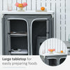 Outsunny Camping Kitchen Station, Aluminum Camping Table Cook Cupboard with 3-Shelf and Carrying Bag for BBQ Party Picnics Backyards