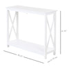 HOMCOM 2 Tier X-Design Console Table Sofa Side Table w/Storage Shelf for Living Room Entryway, White