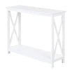HOMCOM 2 Tier X-Design Console Table Sofa Side Table w/Storage Shelf for Living Room Entryway, White