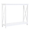 HOMCOM 2 Tier X-Design Console Table Sofa Side Table w/Storage Shelf for Living Room Entryway, White