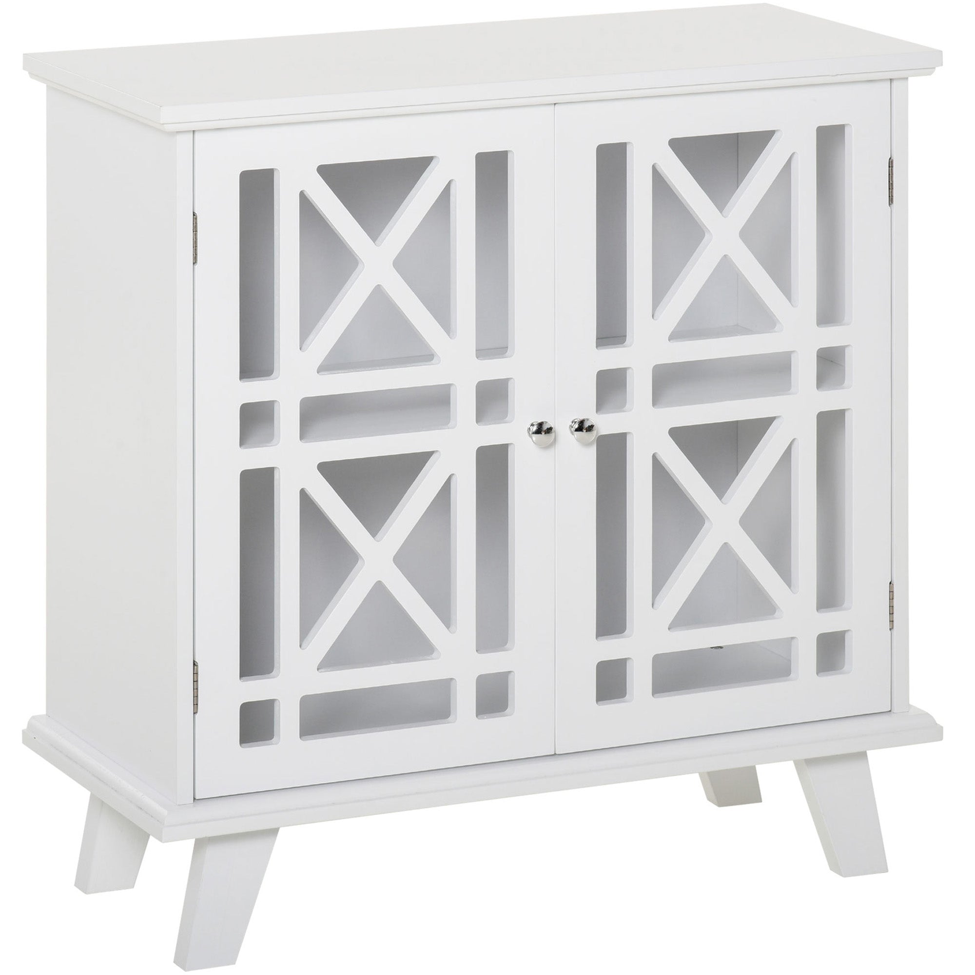 HOMCOM Storage Cabinet with Fretwork Doors and Shelf, Modern Freestanding Sideboard, Buffet, White