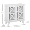 HOMCOM Storage Cabinet with Fretwork Doors and Shelf, Modern Freestanding Sideboard, Buffet, White