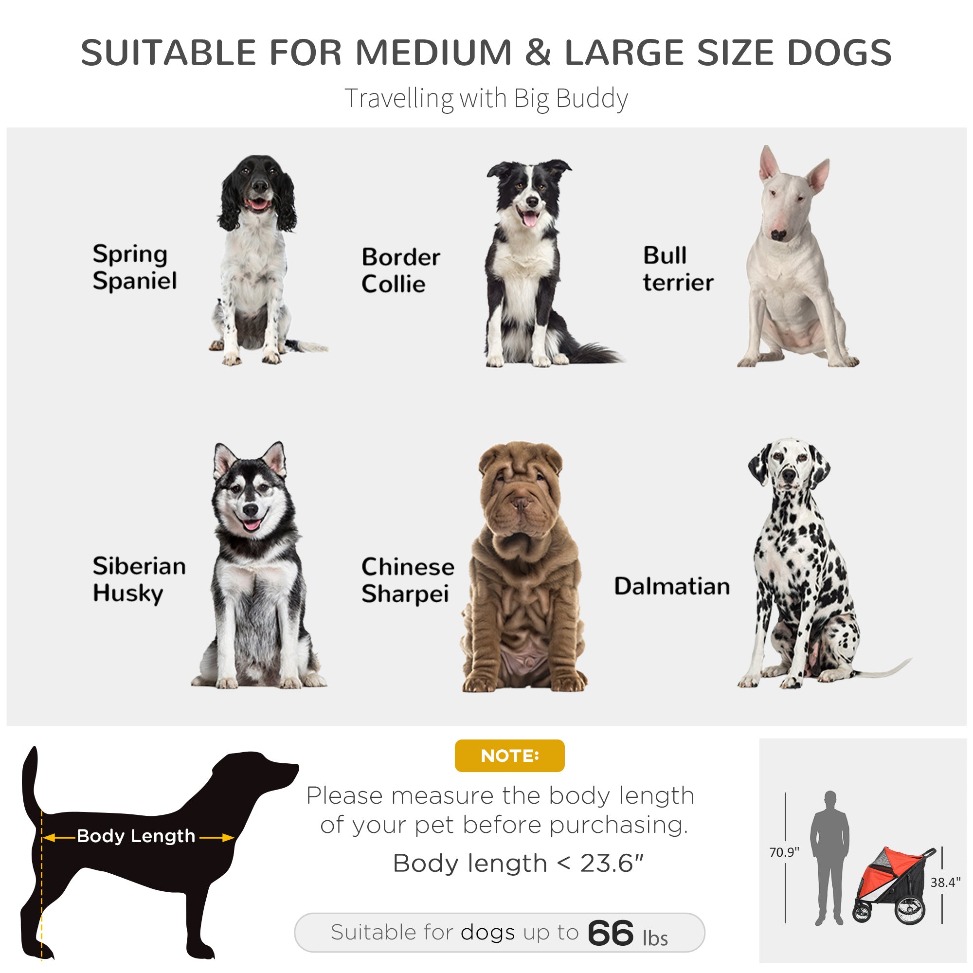 PawHut Dog Stroller for Medium and Large Dogs and Cats, Easy Fold Pet Stroller with Washable Cushion, Storage Bags, Safety Leash for Outdoor, Red