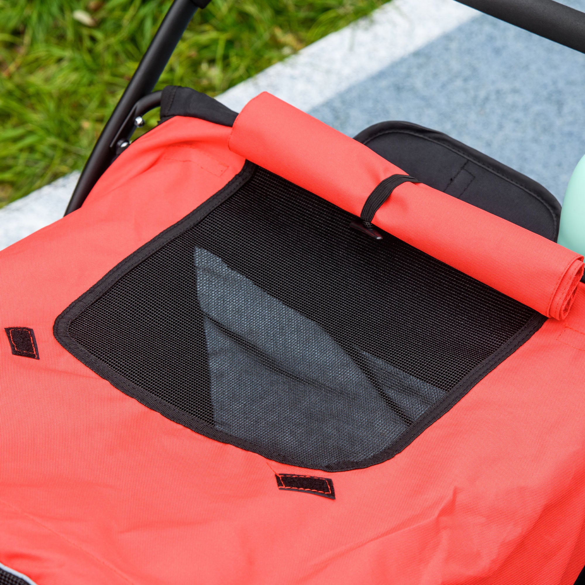 PawHut Dog Stroller for Medium and Large Dogs and Cats, Easy Fold Pet Stroller with Washable Cushion, Storage Bags, Safety Leash for Outdoor, Red