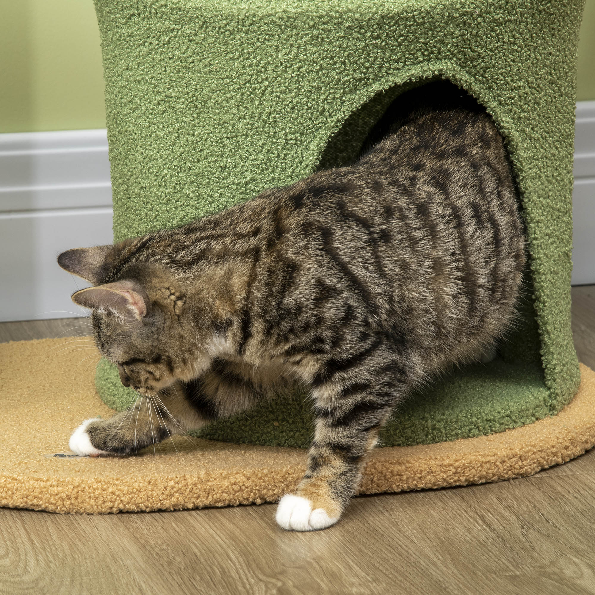 PawHut Cactus Cat Tree 83cm Cat Climbing Tower Kitten Activity Centre w/ Cat House, Bed, Sisal Scratching Post, Hanging Toy Ball - Green
