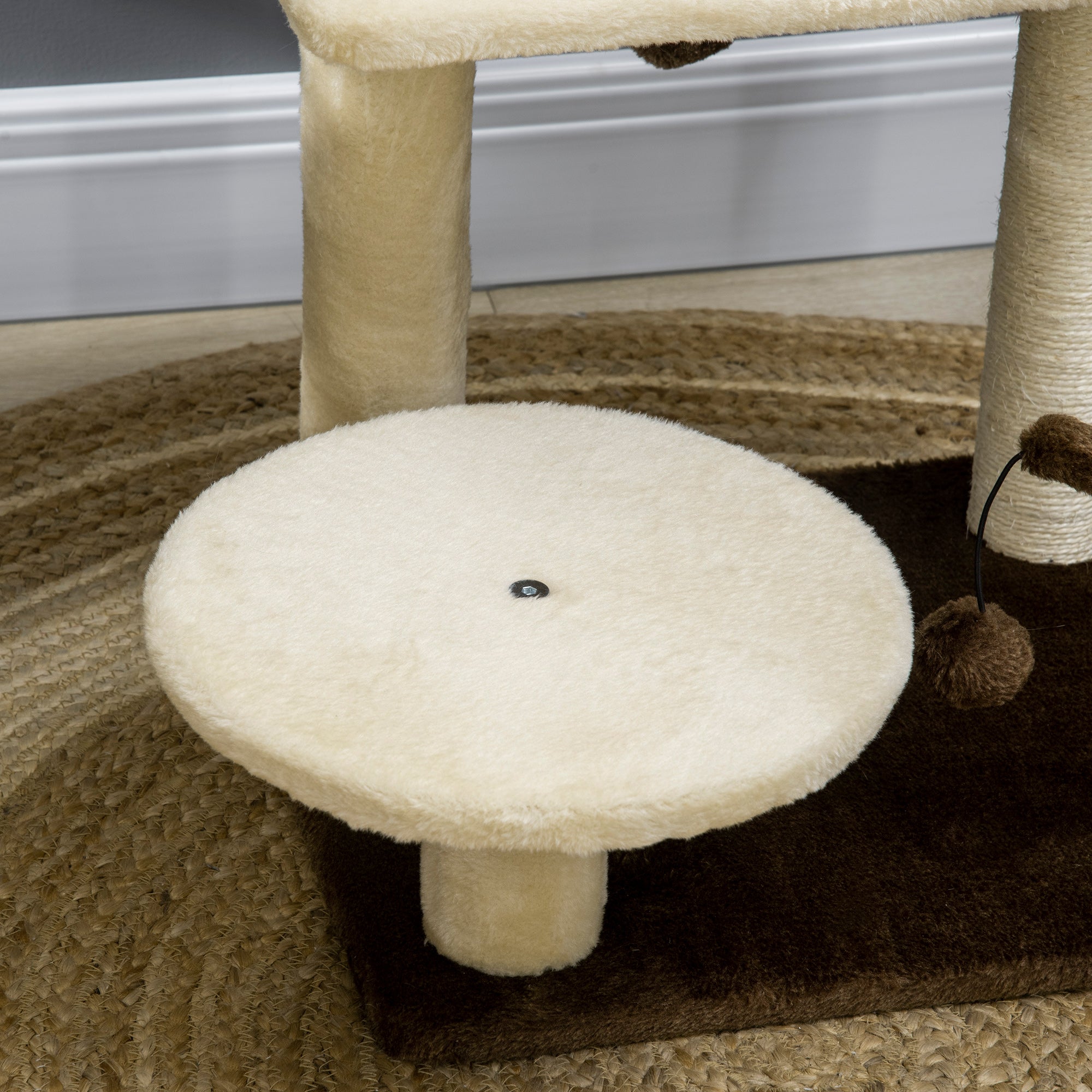 PawHut 29 Inches Cat Tree Kitty Tower with Sisal Scratching Post Bed Perch Ball Teaser Toy, Beige