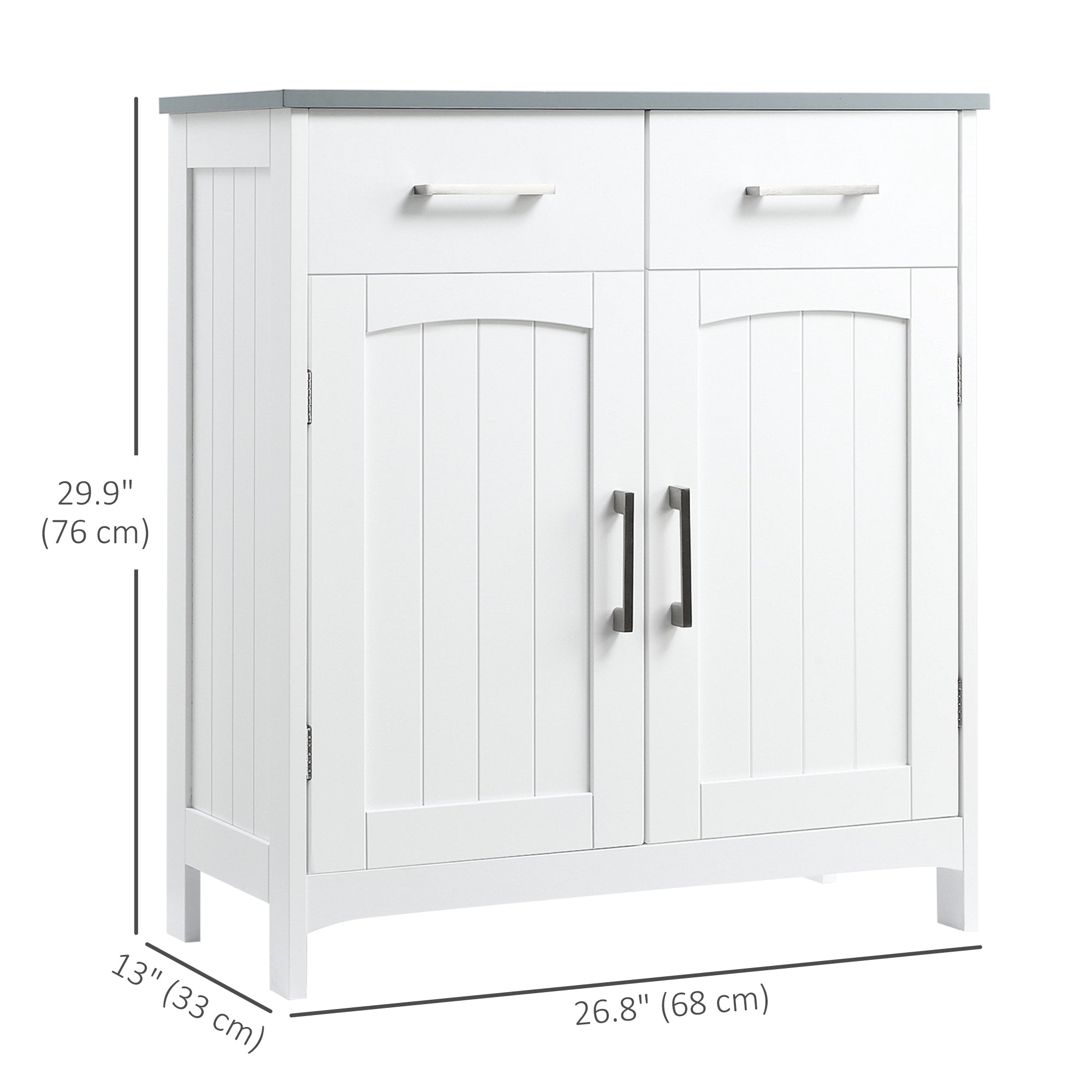 kleankin Freestanding Bathroom Cabinet, Storage Cupboard with 2 Drawers, Double Doors, Adjustable Shelf, White