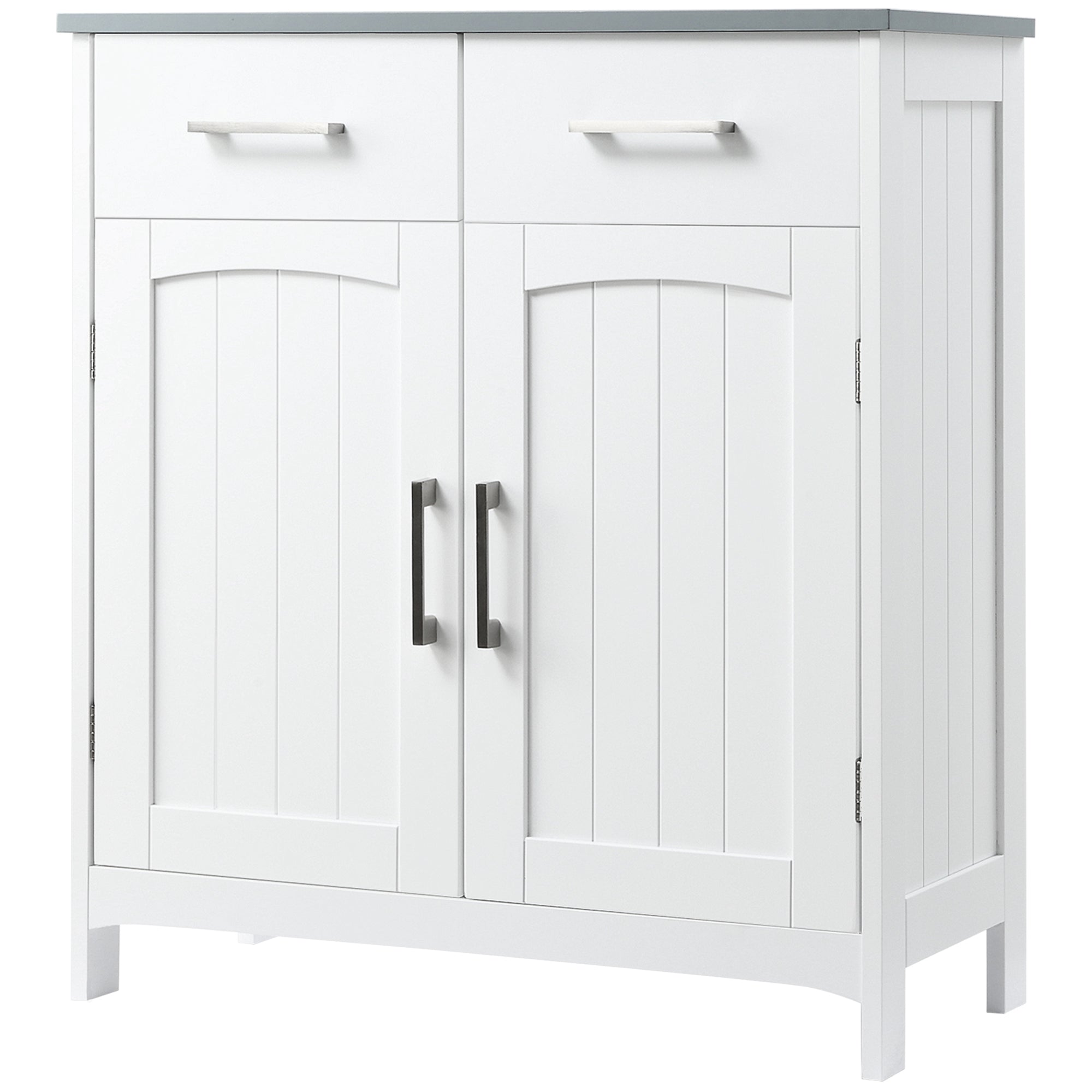 kleankin Freestanding Bathroom Cabinet, Storage Cupboard with 2 Drawers, Double Doors, Adjustable Shelf, White