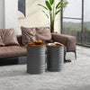 HOMCOM Nesting Tables, Side Table Set of 2, Round Coffee Table with Removable Wood Lid, Metal Frame and Hidden Space, Industrial End Tables for Living Room, Grey