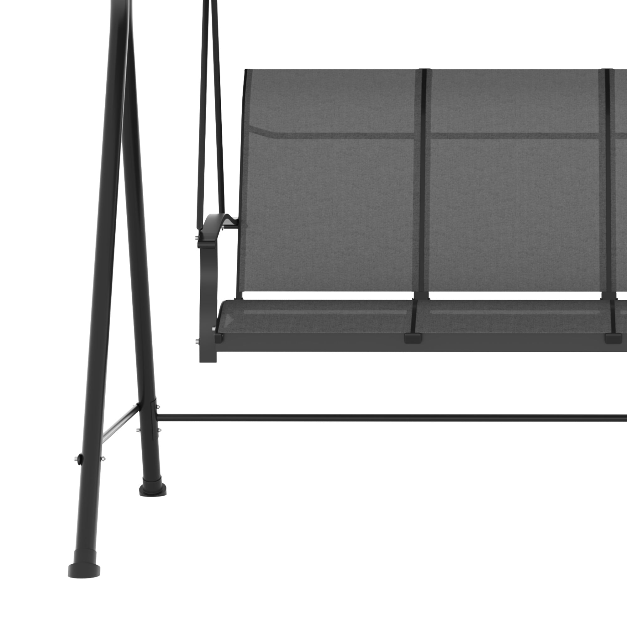 Outsunny 3 Seater Outdoor Swing Chair with Adjustable Canopy, Metal Porch Swing Bench for Patio, Garden, Backyard, Lawn, Dark Grey