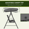 Outsunny 3 Seater Outdoor Swing Chair with Adjustable Canopy, Metal Porch Swing Bench for Patio, Garden, Backyard, Lawn, Dark Grey