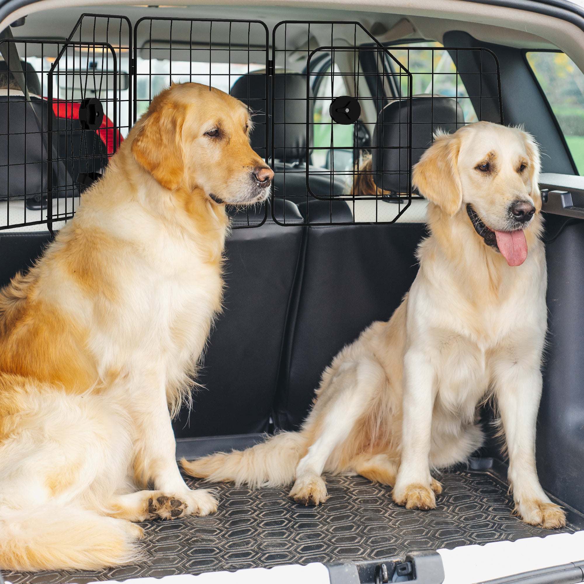 PawHut Dog Guard for SUVs, Vehicles, Vans, Car Barrier with Adjustable Width, Foldable Headrest, Mesh Dog Guard for Travel, Black