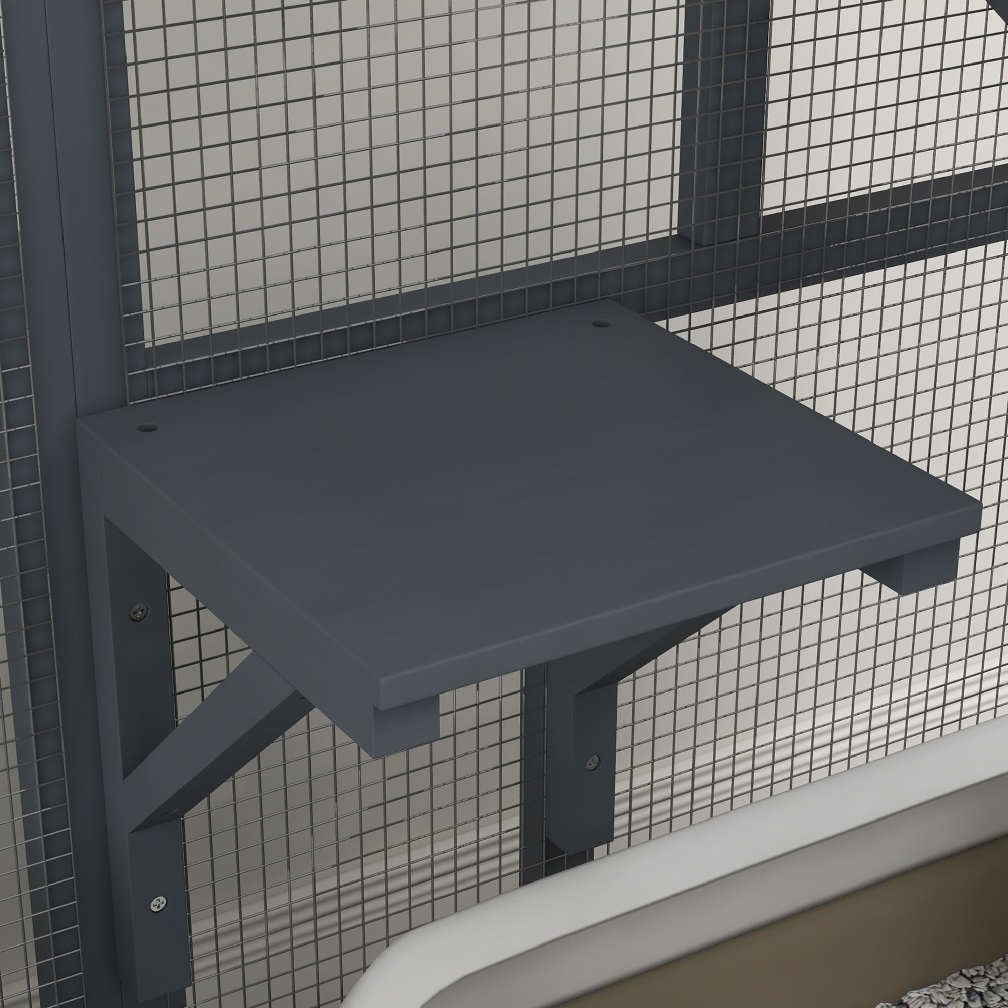 PawHut Wooden Cat House for Indoor Cats 3 Levels Cat Condo Cat Villa on Wheels with Cat Flap Door Platforms Hammock Openable Top for 2 Cats, Light Grey